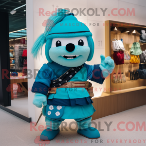 Turquoise Samurai mascot...