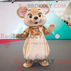 Tan Dormouse maskot kostume...