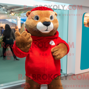 Red Otter maskot kostume...