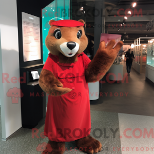 Red Otter-mascottekostuum...