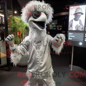 Silver Emu mascot costume...