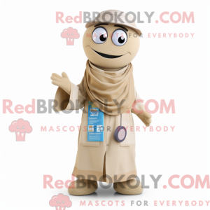 Beige Doctor mascot costume...