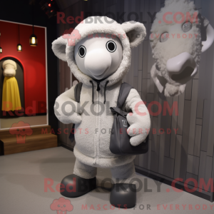 Silver Sheep mascot costume...