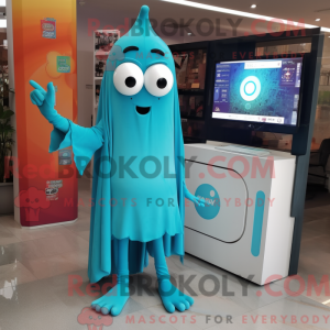 Turquoise Television mascot...