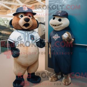 Navy Beaver maskot kostume...