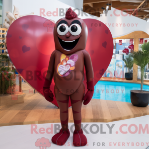 Maroon Heart mascot costume...