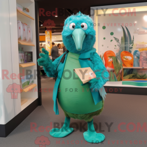 Blågrøn Kiwi maskot kostume...