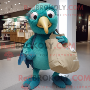 Blågrøn Kiwi maskot kostume...