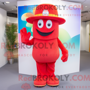 Red Rainbow mascot costume...