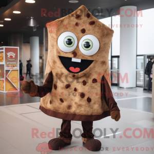 Brown Pizza Slice mascot...