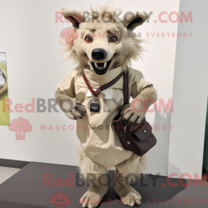 Beige Hyena mascot costume...