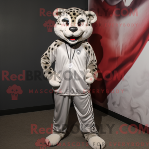 Sølv Gepard maskot drakt...