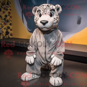 Sølv Cheetah maskot kostume...
