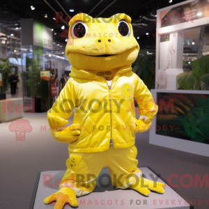 Gold Frog maskot draktfigur...