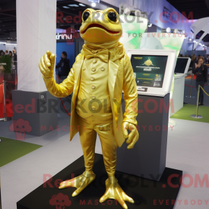 Gold Frog maskot kostume...