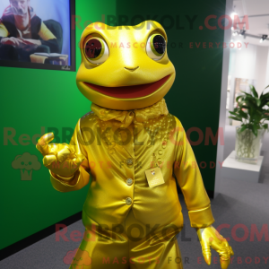 Gold Frog maskot kostume...