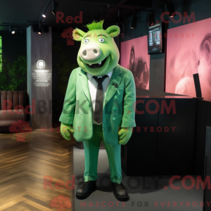 Grön gris maskotdraktfigur...