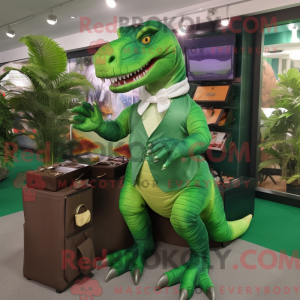Grøn Allosaurus maskot...