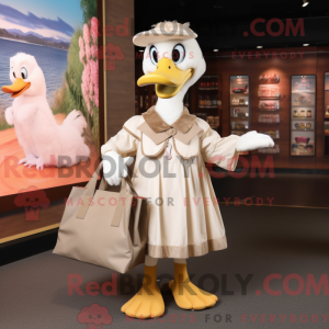 Beige Swans mascot costume...