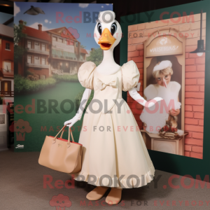 Beige Swans mascot costume...