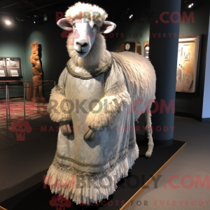 Silver Suffolk Sheep mascot...