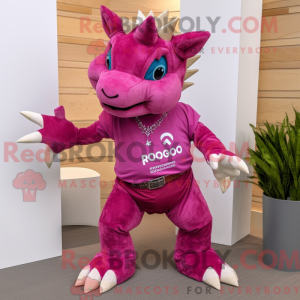 Magenta Triceratops maskot...