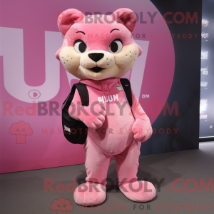 Pink Puma maskot kostume...