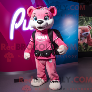 Pink Puma maskot kostume...