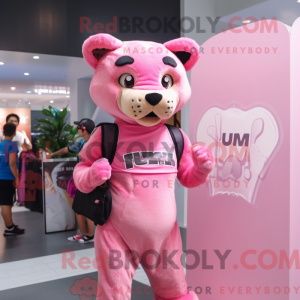Pink Puma mascot costume...