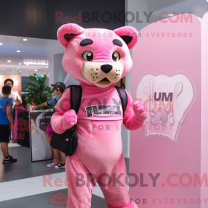 Pink Puma maskot kostume...