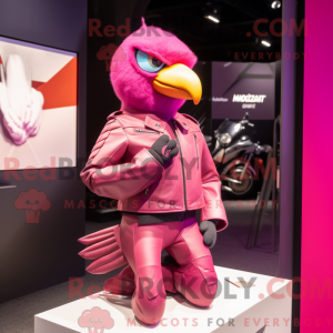 Magenta Dove mascot costume...