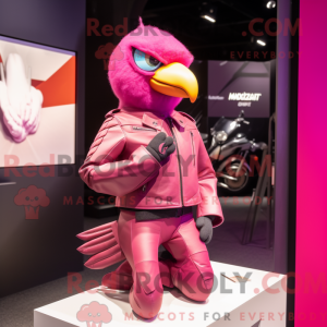 Magenta Dove maskot kostume...