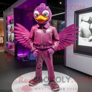Magenta Dove maskot kostume...