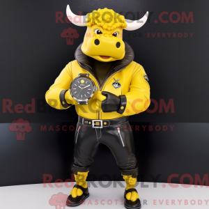 Yellow Bull maskot kostume...