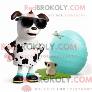 Hvid Holstein Cow maskot...