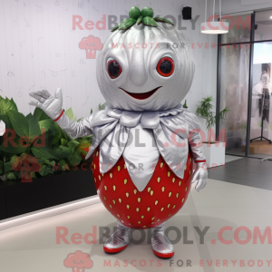Sølv Jordbær maskot kostume...