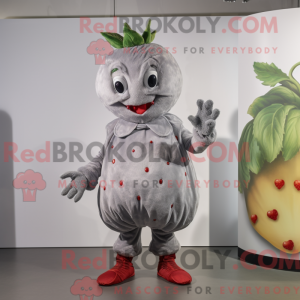 Sølv Jordbær maskot kostume...