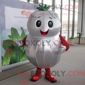 Sølv Jordbær maskot kostume...