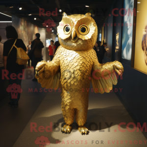 Gold Owl maskot kostume...