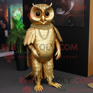 Gold Owl maskotdraktfigur...