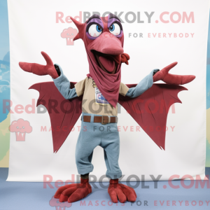 Maroon Pterodactyl mascot...