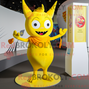 Yellow Devil maskot kostume...