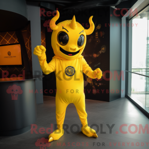 Yellow Devil mascot costume...