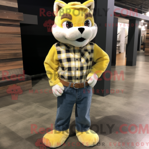 Lemon Yellow Bobcat mascot...