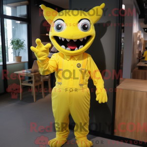 Gul Dæmon maskot kostume...