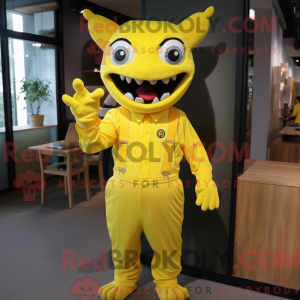 Yellow Demon mascot costume...