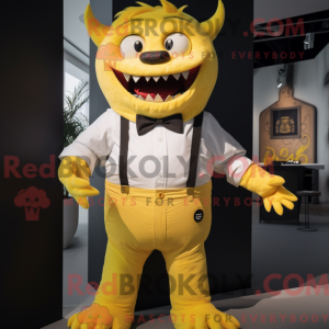 Gul Dæmon maskot kostume...