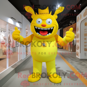 Gul Dæmon maskot kostume...