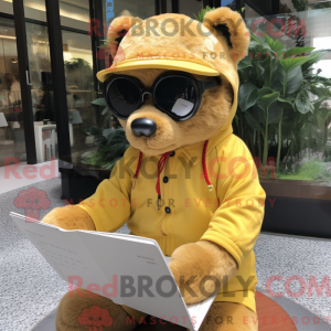 Gold Teddy Bear mascot...