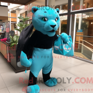 Türkis Panther Maskottchen...